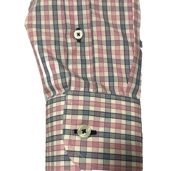 UNTUCKit Shirt Adult Large Wrinkle Free Casual White Blue Pink Plaid Mens - Picture 4 of 6